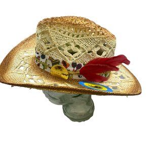 Jacobson Hat Tan Straw Woven Western Hat Party Hat